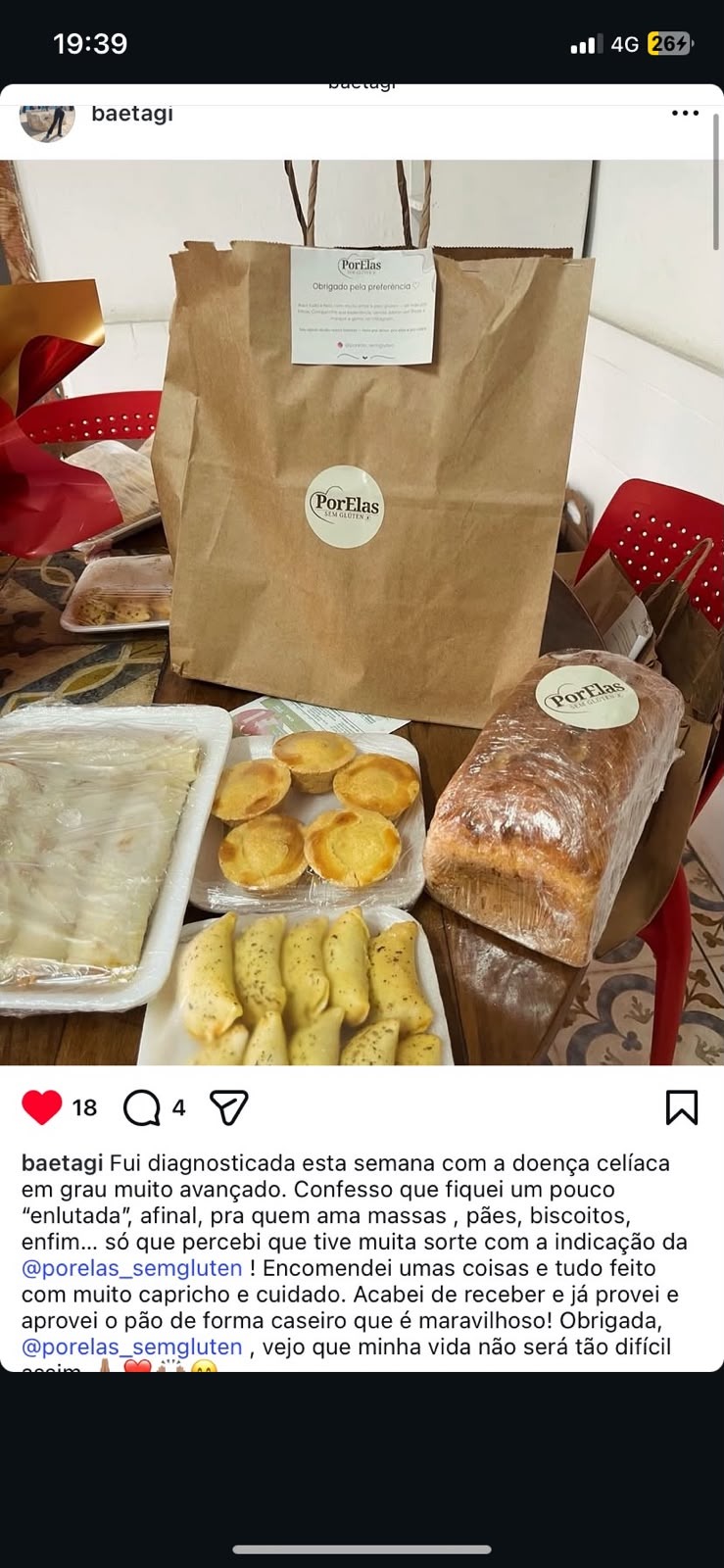 Depoimento de cliente no Instagram
